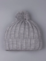 Шапка детская осенняя вязаная с помпоном