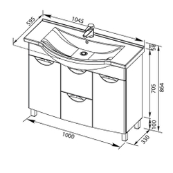 Тумба с раковиной Aquanet Асти 105 б/к черный