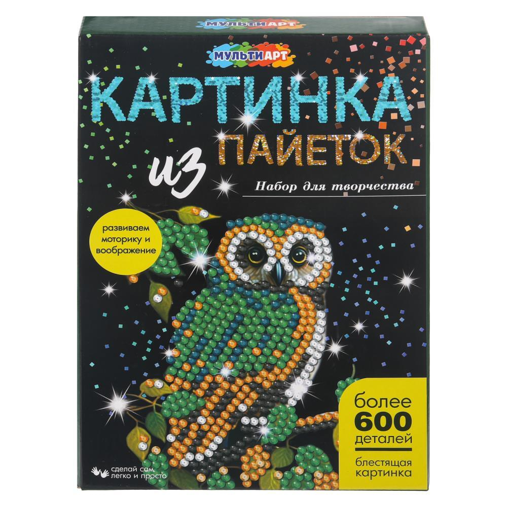 Аппликация из пайеток 26*18см "Сова" 4+