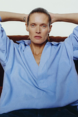 РУБАШКА ОВЕРСАЙЗ ОКСФОРД, СИНИЙ