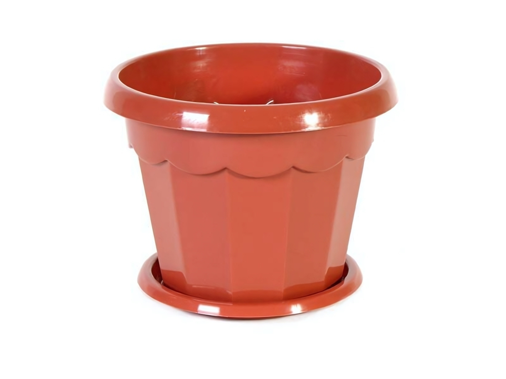 Горшок цветочный Гармония 4л с поддоном, коричневый