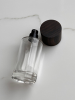 5 КОМПЛЕКТОВ: Флакон FUN 50 ml, колпачок CYLINDER 40, дерево бук цвета черный уголь, спрей самозащелкивающийся с кольцом