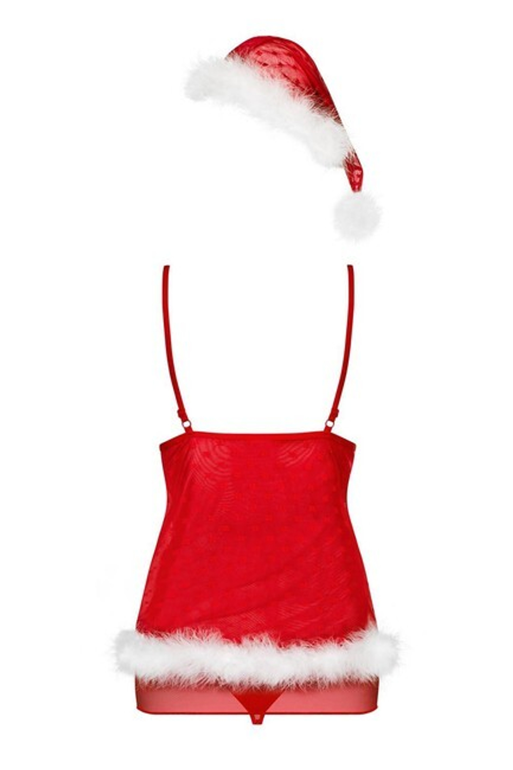 Новогодний комплект с пушком Santacutie Babydoll LXL (46-48) (Цвет: красный, белый)