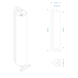 Технический чертеж торшера Uno с указанием размеров и габаритов