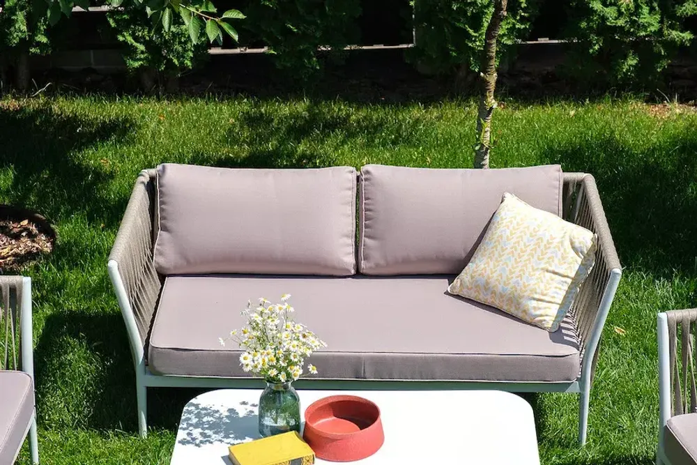 "Касабланка" лаунж-зона плетеная из роупа 4-местная, цвет серо-коричневый