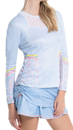 Женская теннисная футболка с длинным рукавом Lucky in Love Liberty In Love Chambray Blossom Long Sleeve - light denim # XS