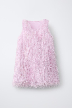 ZARA ПЛАТЬЕ С БАХРОМОЙ, РОЗОВЫЙ