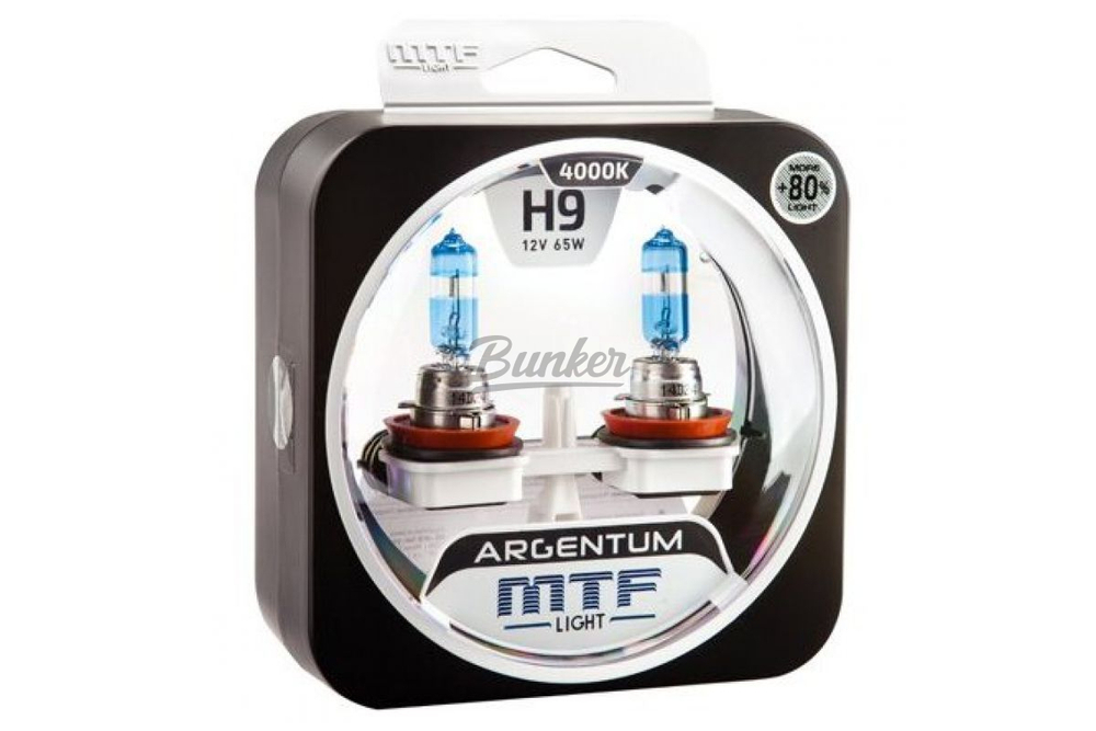 Галогенные автолампы MTF Argentum +80% 3800K H9 65W, (компл.)