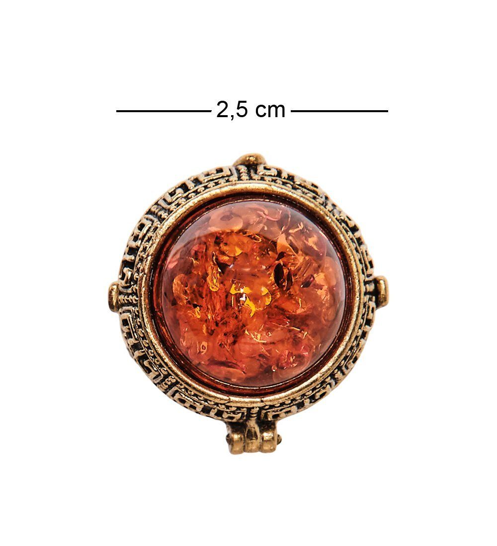 AM-2471 Кольцо «Медальон» (латунь, янтарь)