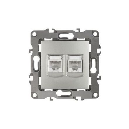 Розетка компьютерная 2-м Эра12 RJ45 12-3108-03 алюм. Эра Б0014731