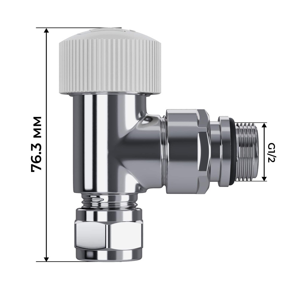 Набор термостатический угловой Royal Thermo Design Pro 15мм М30х1,5 (Хром)