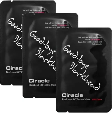 CIRACLE - МАСКА ДЛЯ ЛИЦА ДЛЯ УДАЛЕНИЯ ЧЕРНЫХ ТОЧЕК BLACKHEAD OFF COTTON MASK, 5 МЛ * 3 ШТ