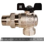 STOUT Кран шаровой полнопроходной угловой с "американкой", ВР/НР, ручка бабочка 1*