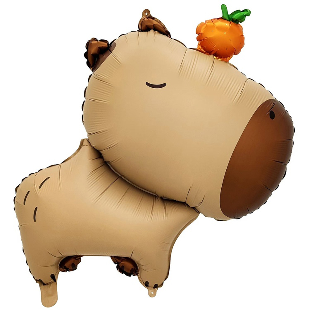 Шар Фольгированный Капибара с мандарином (Коричневый)