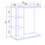 Зеркало-шкаф Loranto Дина 75, 750х700х140 левостороннее, белое (CS00049719)