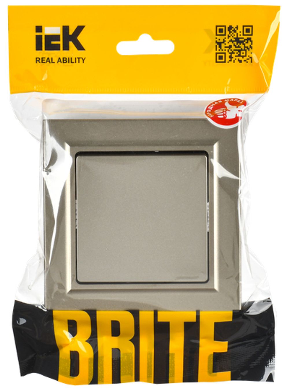 BRITE Выключатель 1-клавишный 10А в сборе ВСР10-1-0-БрШ шампань IEK