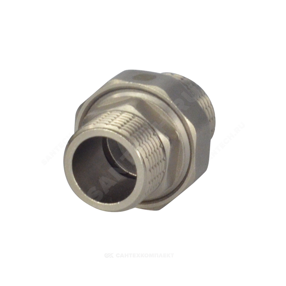 Соединитель латунь никель американка Ду 15 (1/2") прямой НР/НР SantechSystems