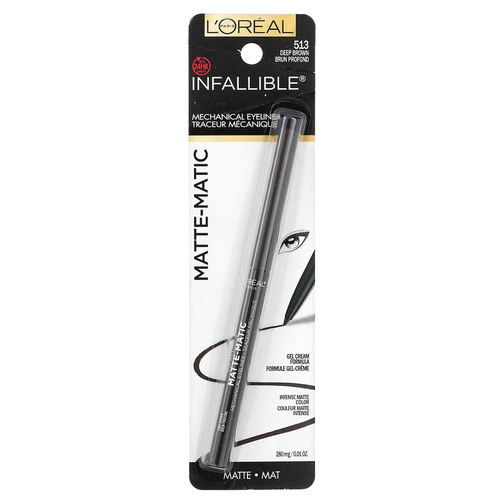 L'Oréal, In\\\\\\\\\\\infallbleb, химическая подводка для глаз, оттенок 513 темно-коричневый, 280 мг (0,01 унции)