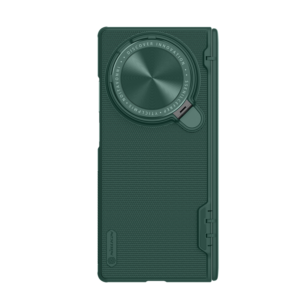 Чехол зеленого цвета (Dark Green) от Nillkin с откидной защитной крышкой для камеры на Vivo X Fold 3, серия Super Frosted Shield Prop