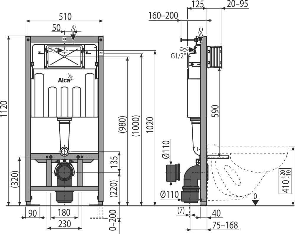 Инсталляция для унитазов AlcaPlast Sadromodul AM101/1120E Ecology