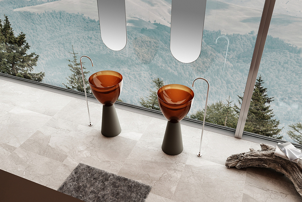 Раковина Abber Kristall 45 AT2703Black-Opal Черная Коричневая