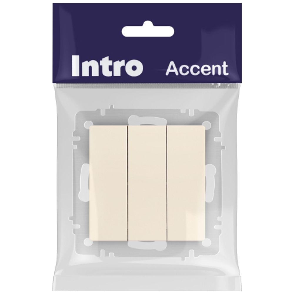 Выключатель Intro Accent 6-106-02 тройной, 10А-250В, IP20, СУ, AL/CU, сл.кость | Intro