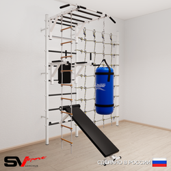 Шведская стенка Sv Sport 55230 (Турник рукоход/Брусья/Скамья/Лестница/Цепь/Мешок 30кг/Канатный лаз)