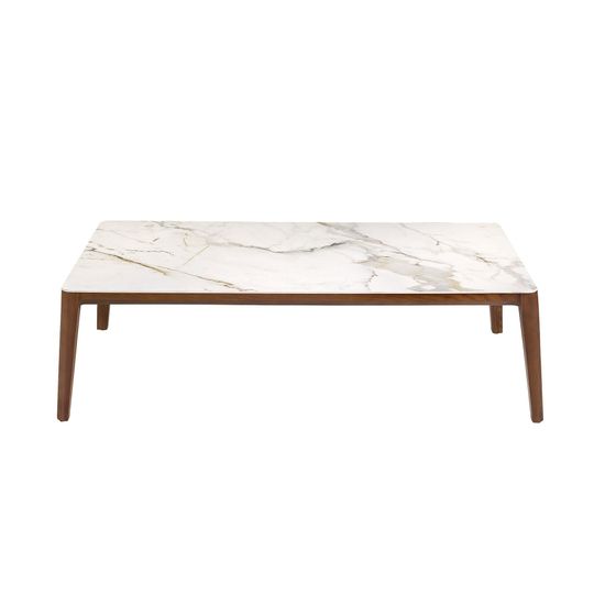 Прямоугольный журнальный столик 2153 из керамики в мраморной отделке и ореха