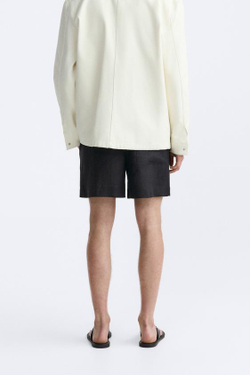 ZARA ШОРТЫ ИЗ 100% ЛЬНА, ЧЕРНЫЙ