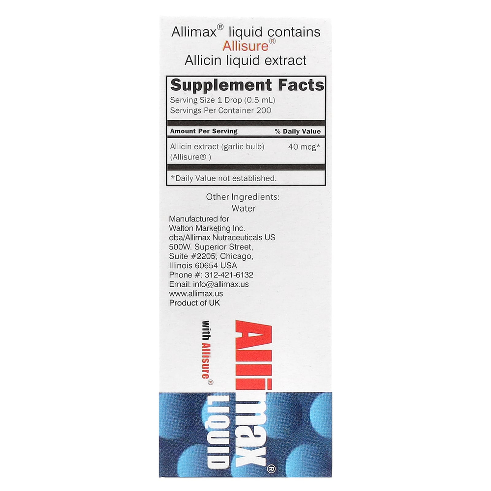 Allimax, Жидкость с Allisure®, 40 мкг, 10 мл (1/3 жидк. Унции)