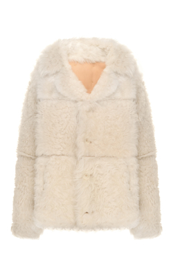 Двусторонняя бежевая шуба-дублёнка