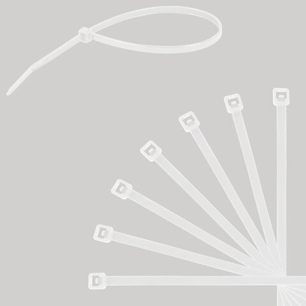 Стяжки (хомуты) нейлоновые сверхпрочные НАБОР 150 шт. (2,5х100/150 мм; 3,6х200 мм), белые, SONNEN, 607927