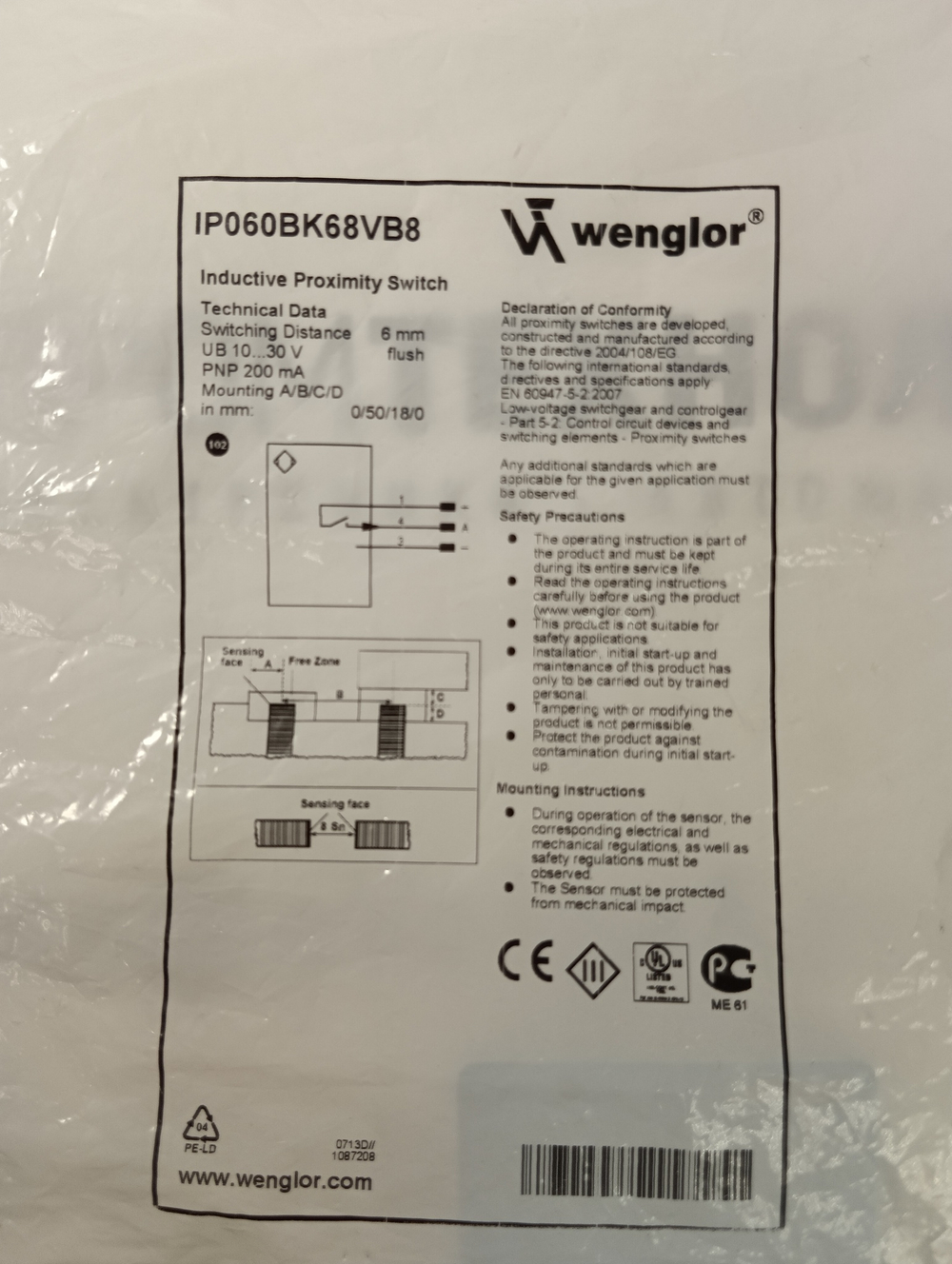 Wenglor IP060BK68VB8 новое