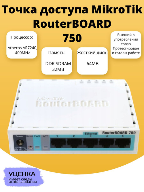 Точка доступа MikroTik RouterBOARD 750