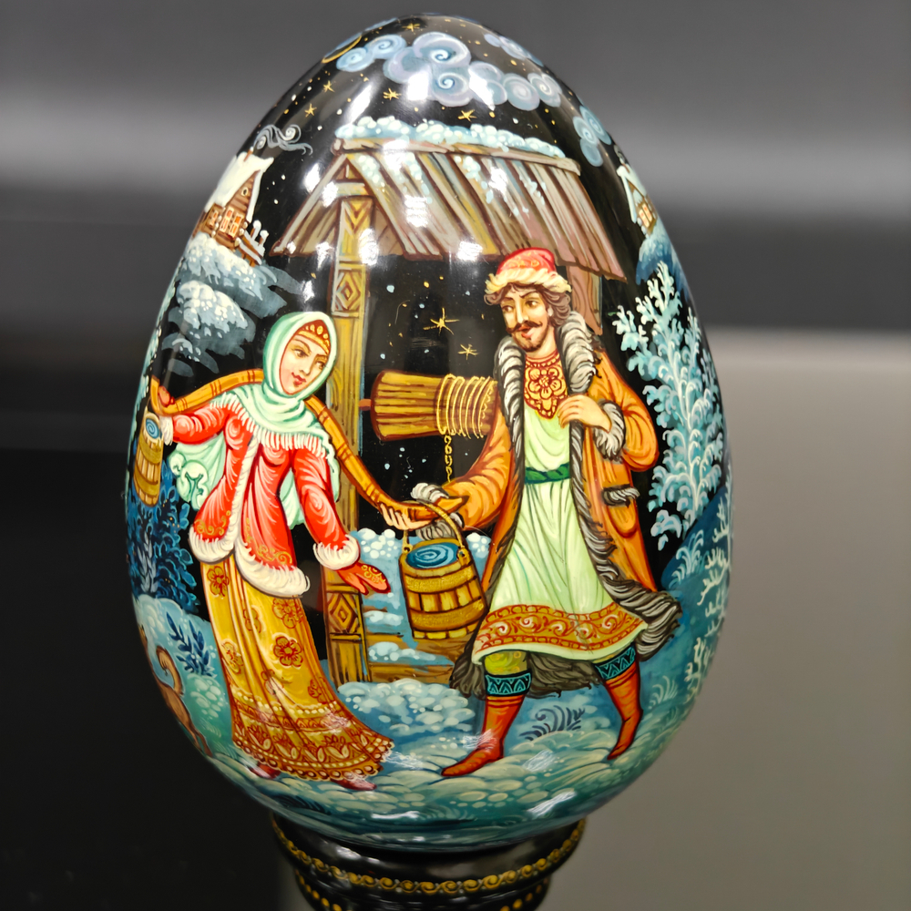 Яйцо сувенирное "Зимний вечер" (ручная роспись Палех)
