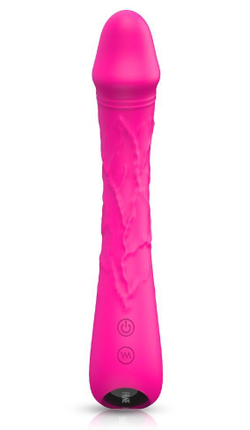 Ярко-розовый гибкий вибратор-реалистик - 21,3 см.