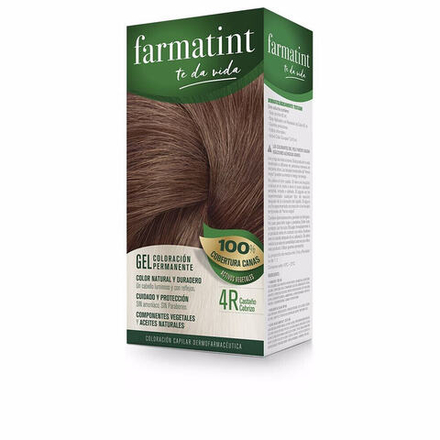 Farmatint Permanent Coloring Gel No. 4R Перманентная краска для волос на растительной основе и маслах без аммиака, оттенок медно-каштановый