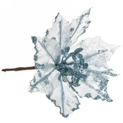 Украшение новогоднее «Пуансеттия-Вуаль» 15 см, Голубой