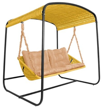 Качели в сад DeckWOOD Sky Bed Lite (желтый, подушка темно-бежевая)