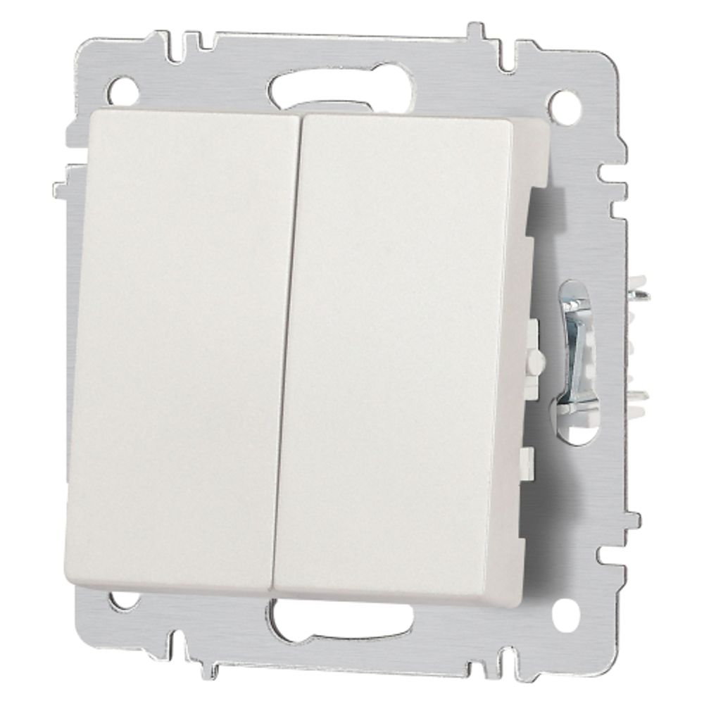 Переключатель Intro Accent 6-107-06 двойной, 10А-250В, IP20, СУ, AL/CU, перламутр