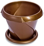 Кашпо для цветов пластиковое 0,7л d-13,5см «Флориана» с поддоном золотой С384ЗОЛ