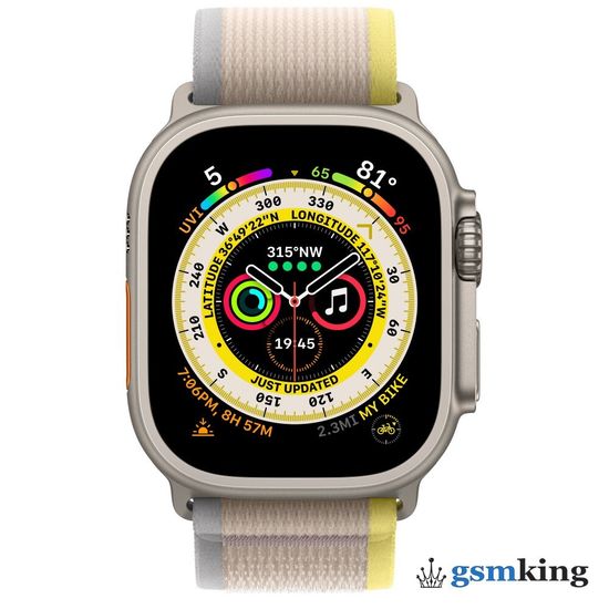 Apple Watch Ultra GPS + Cellular 49mm Titanium Case with Yellow/Beige Trail Loop