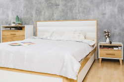 Кровать с ортопедическим основанием (металл) Айрис 308 Люкс 140х200, дуб