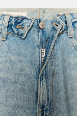 ZARA ДЖИНСЫ TRF СО СРЕДНЕЙ ПОСАДКОЙ И ОТЛОЖНЫМ ПОЯСОМ, ГОЛУБОЙ