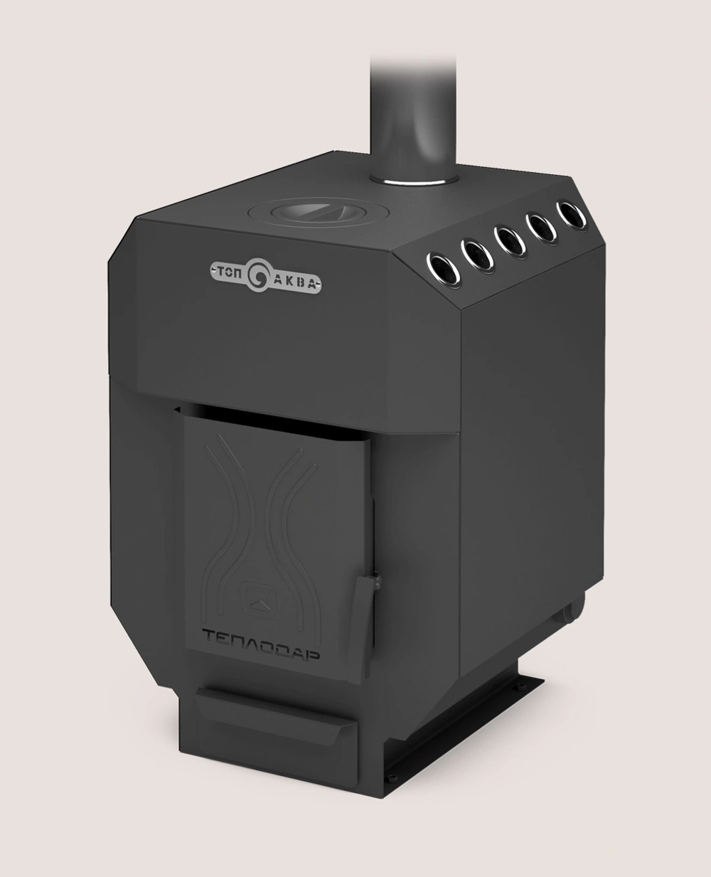 Отопительная печь ТОП-Аква 150 с водяным контуром и стальной дверцей