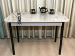 Стол кухонный с утолщенной столешницей на черных ножках Large Biscay