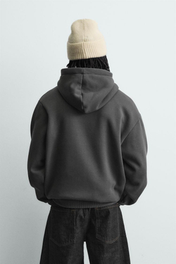 ZARA БАЗОВОЕ ХУДИ HEAVYWEIGHT, ТЕМНЫЙ АНТРАЦИТ