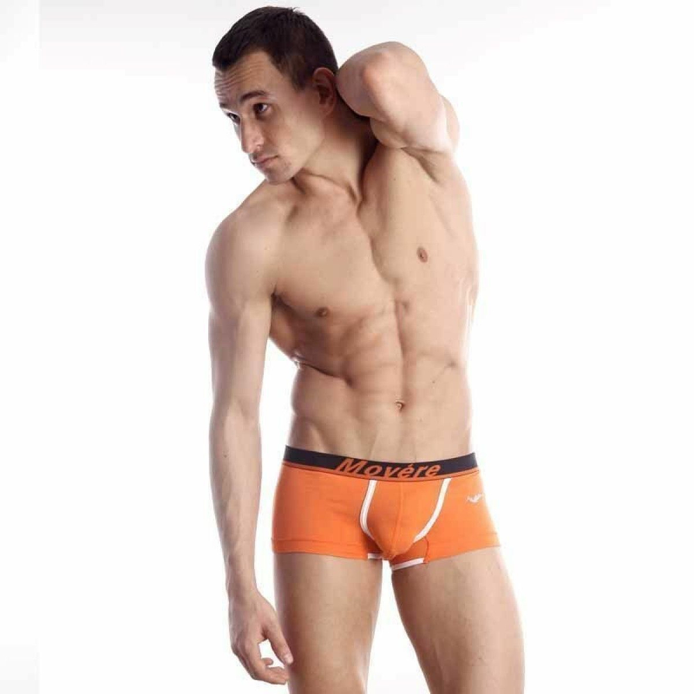 Оранжевые трусы-хипсы с черной резинкой и надписью Movere (Размер: M) (Цвет: оранжевый с черным)