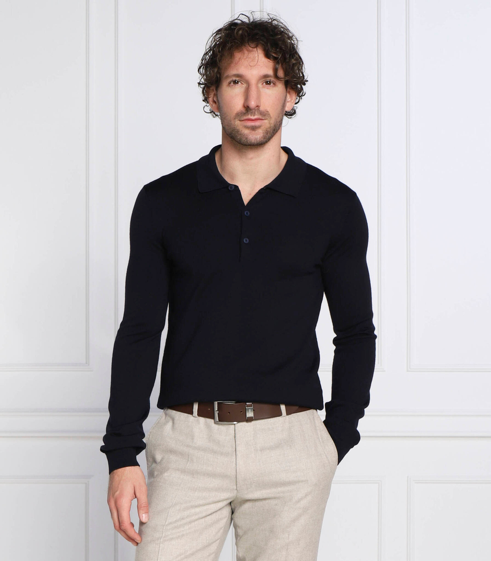 хлопковое поло san pepe HUGO - темно-синий(50474182)