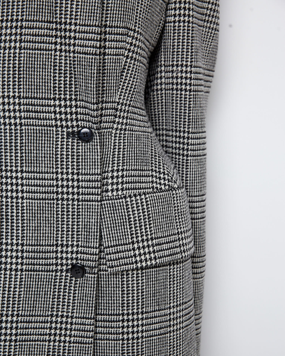 Пальто с формообразующими бедрами из шерсти Диор клетка черный/белый